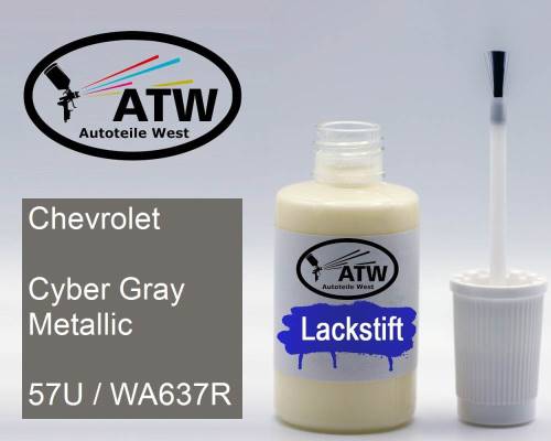 Chevrolet, Cyber Gray Metallic, 57U / WA637R: 20ml Lackstift, von ATW Autoteile West.